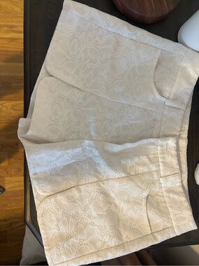 Cream Lace Textured Mini Skirt